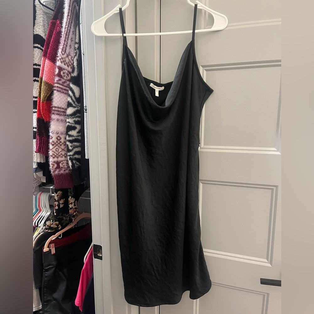 Marurices draped collar satin wrap cami dress